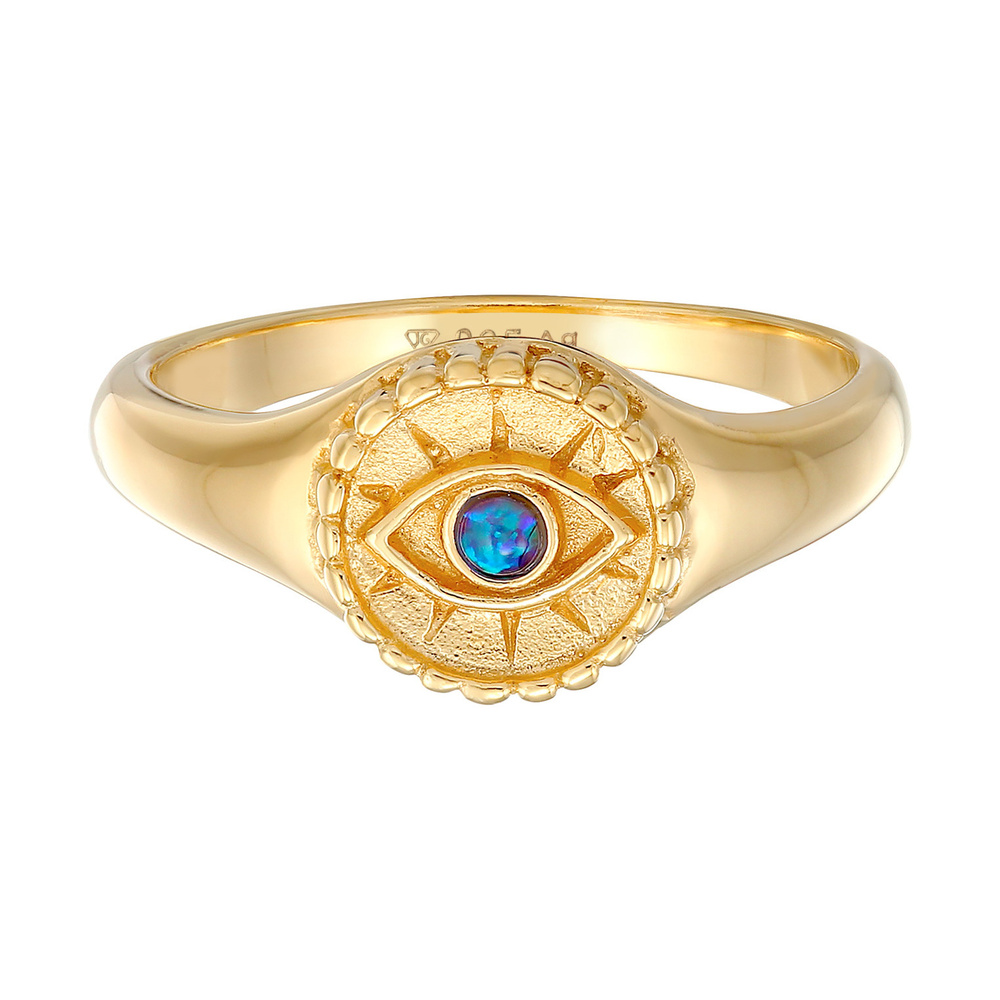 Elli Elli Bague Femmes Sceau Evil Eye avec opale synthétique en argent sterling 925 pl Bague