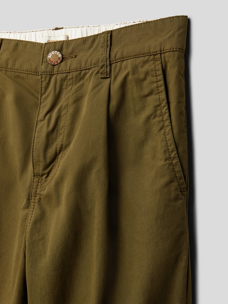 Loose Tapered Fit Stoffhose mit Paspeltaschen in khaki