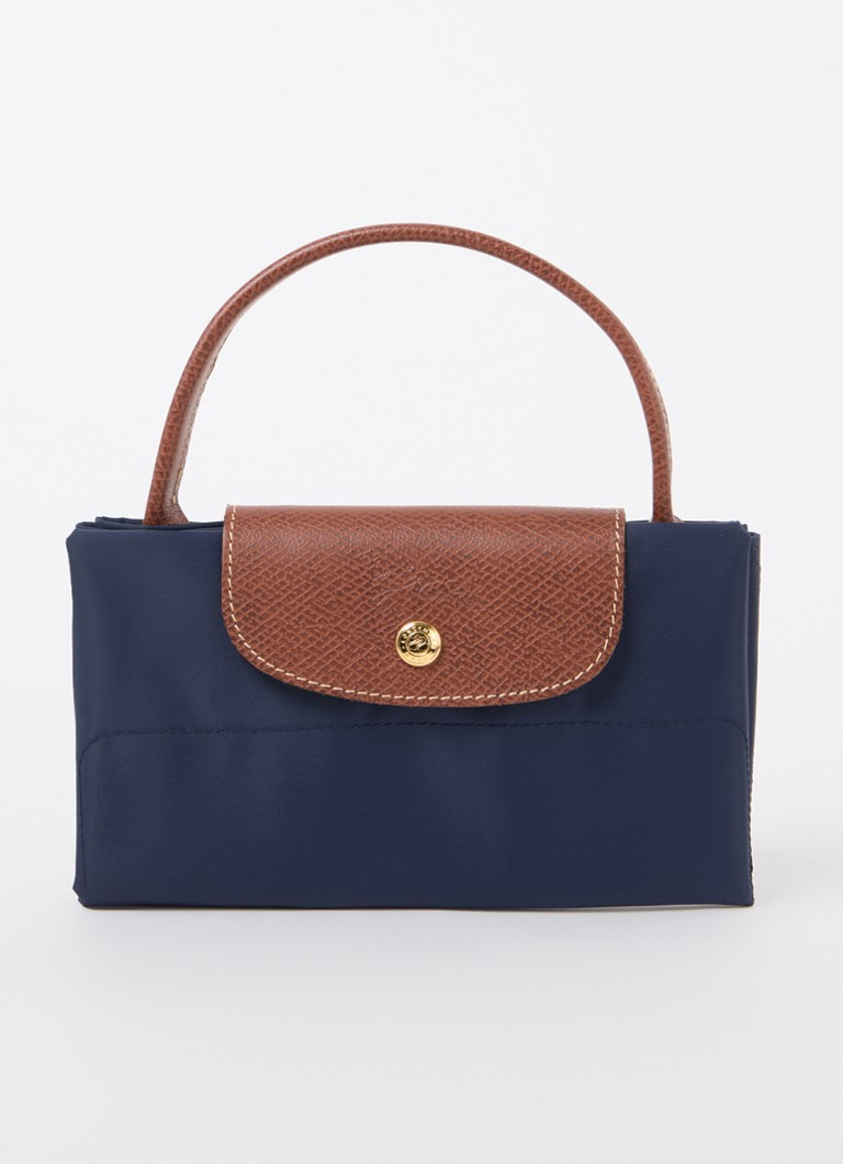 Geantă Longchamp Le Pliage Original, mărimea M, cu detalii din piele.