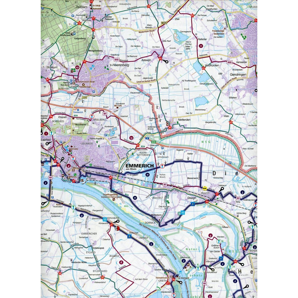 KOMPASS Fahrradkarte Kreis Kleve mit Geldern, Moers, Venlo 1:50.000, FK 3213 - Fahrradkarte