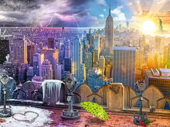 Puzzle 1500 Teile - New York im Winter und Sommer