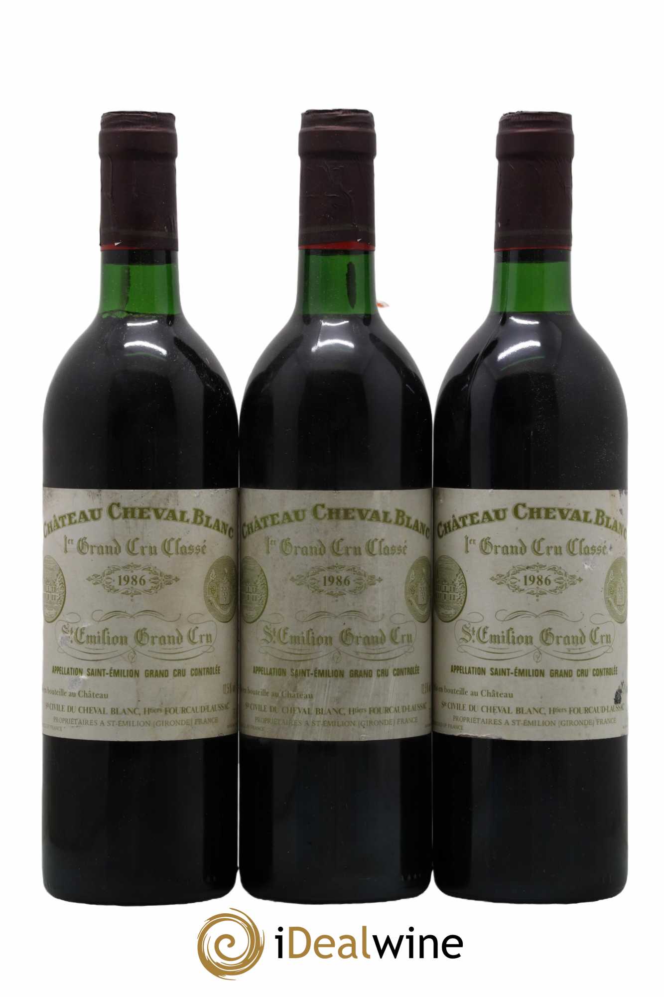 Château Cheval Blanc 1er Grand Cru Classé A  1986 - Lot de 3 Bouteilles