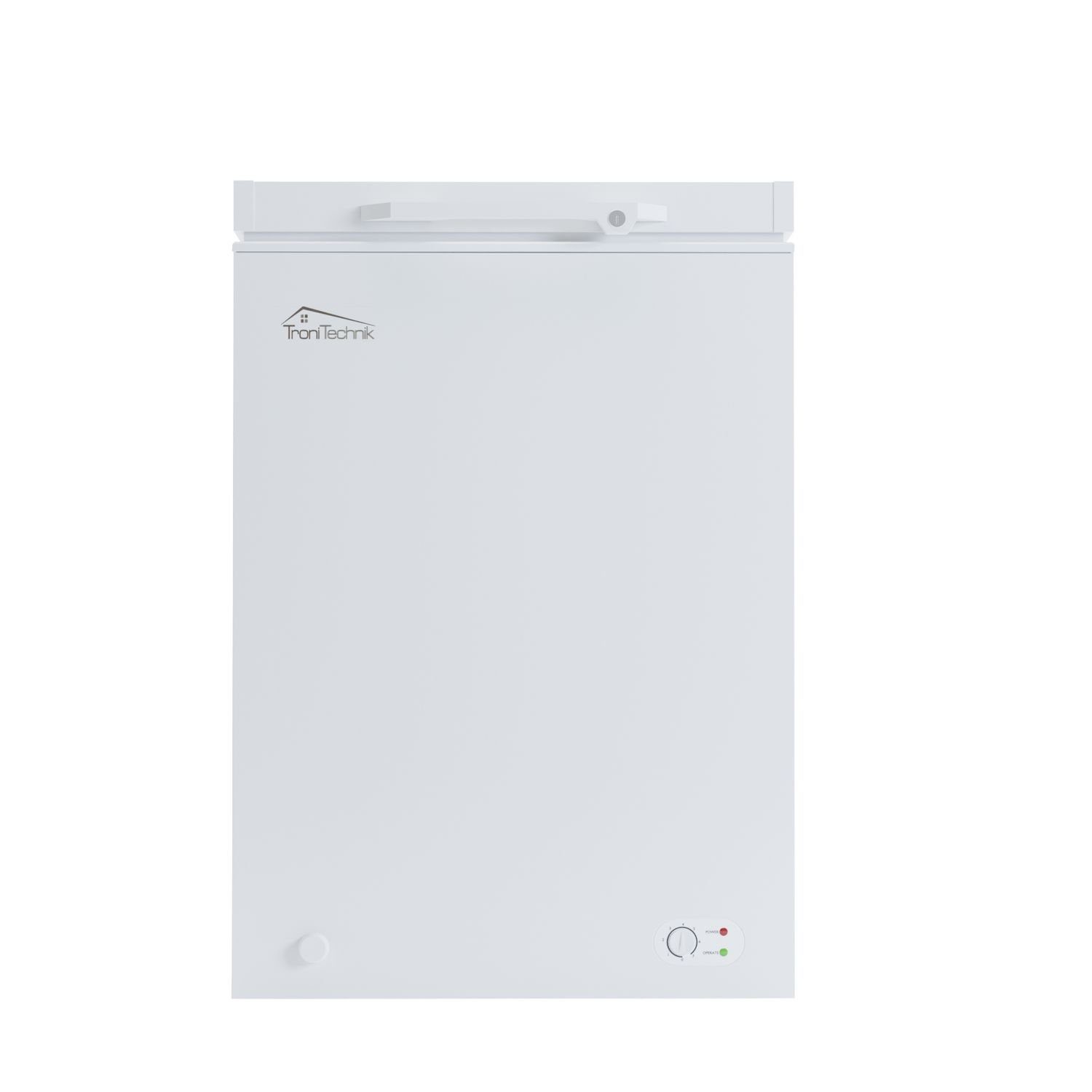 TroniTechnik Gefriertruhe BORGAR 110 PRO, 55 cm breit, 100 l, inkl. Dual Thermostat, LED Licht, Griff, Schloss, Rollen, Einlegekorb