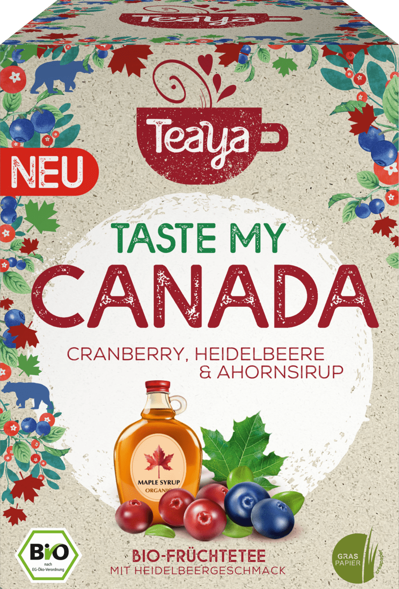 Früchtetee \taste my Canada\ mit Cranberry, Heidelbeere & Ahornsirup (17 Beutel), 32,3 g
