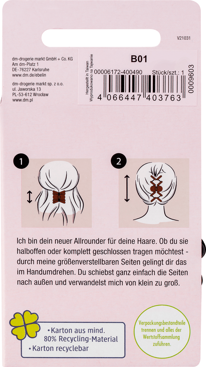 Haarklammer größenverstellbar schwarz, 1 St