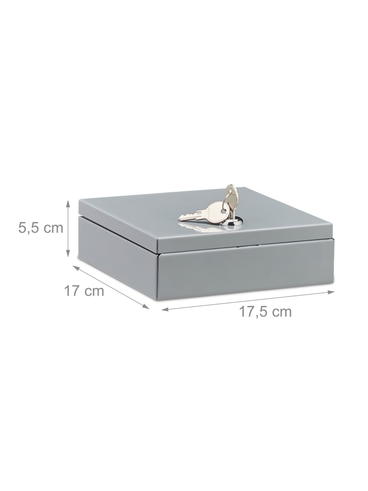 relaxdays Geldkassette in Grau - (B)17,5 x (H)5,5 x (T)17 cm günstig kaufen onesize