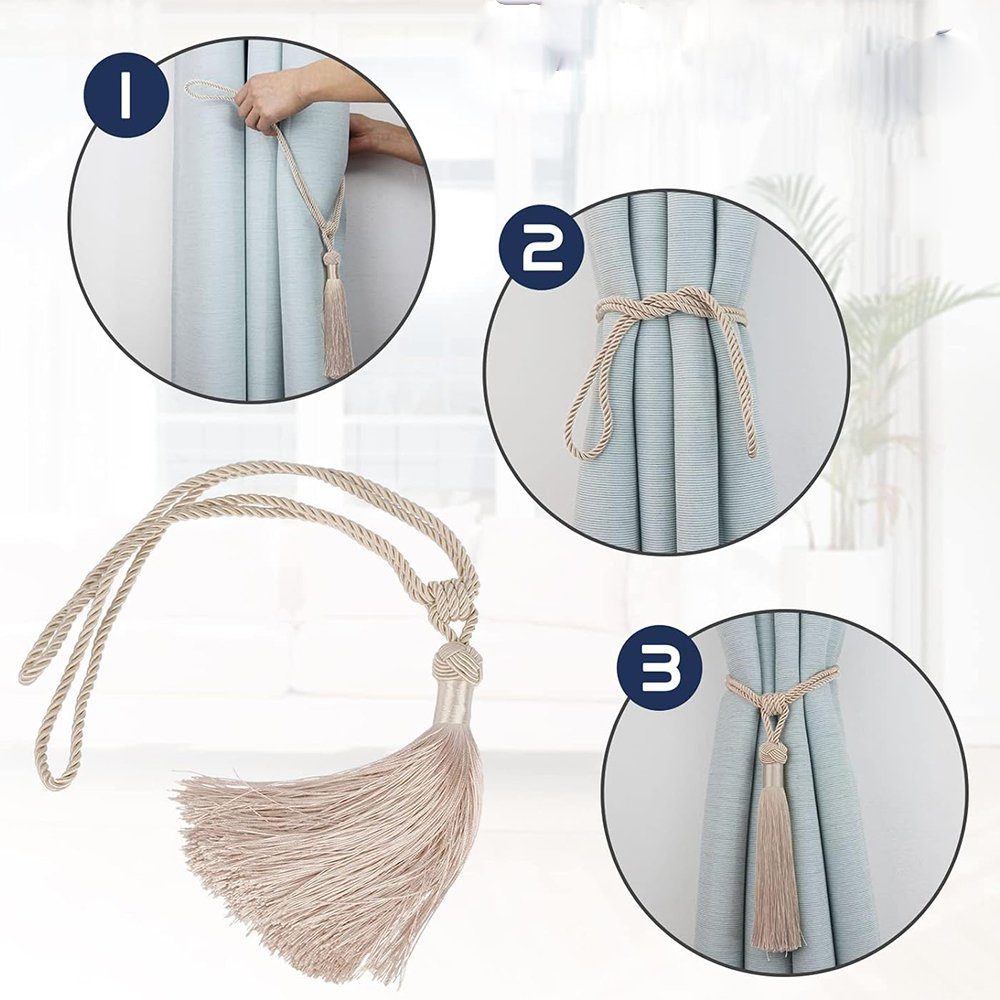 Raffhalter Vorhanghalter Raffhalter Seil mit Quaste Vorhang Tiebacks 4 Stück, FELIXLEO