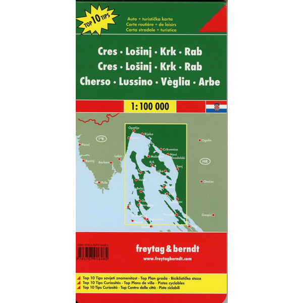 Cres - LoSinj - Krk - Rab, Top 10 Tips, Autokarte 1:100.000 - Straßenkarte