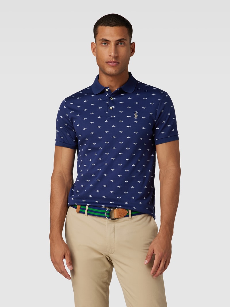 Poloshirt mit Allover-Muster in marineblau