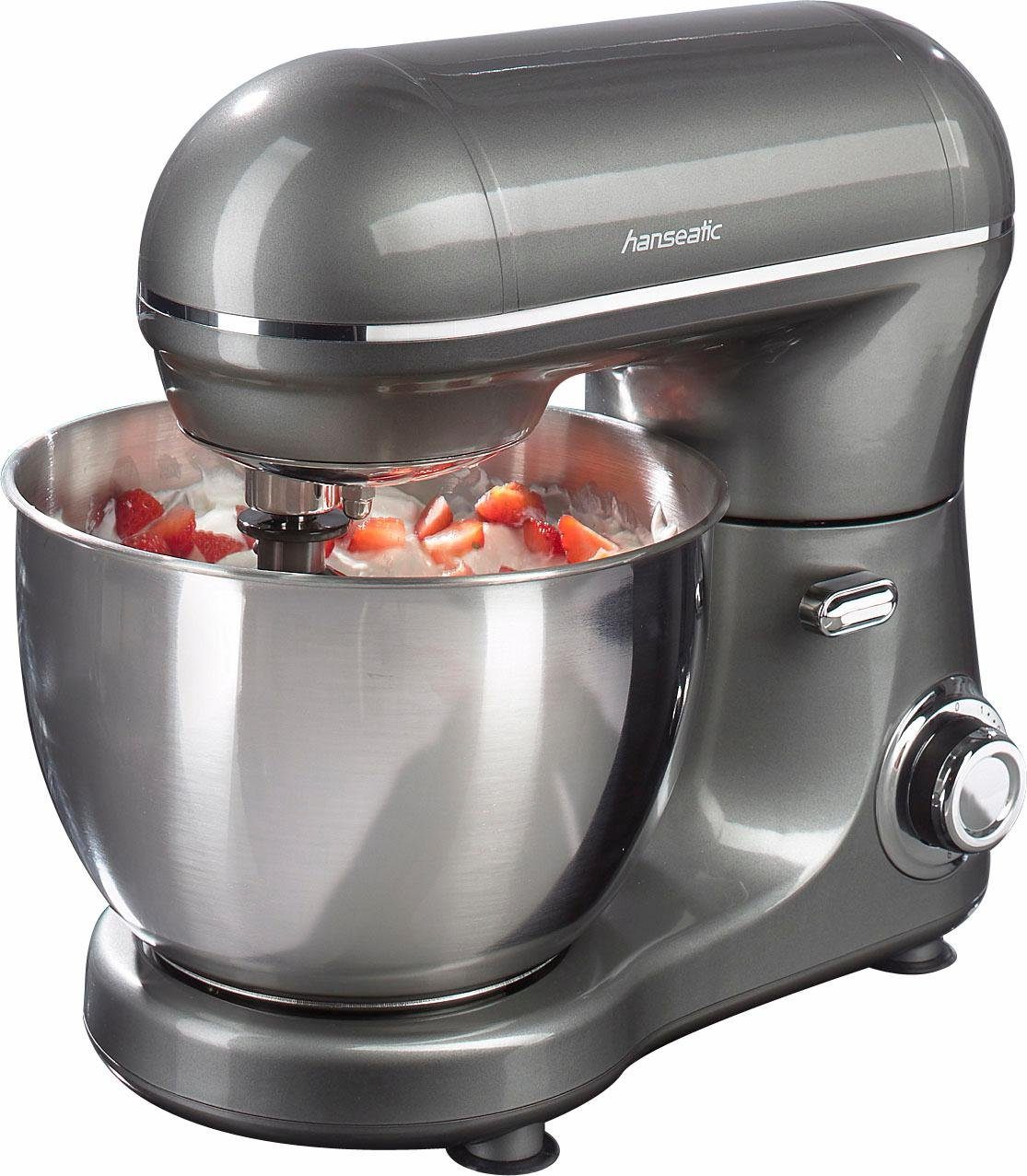 Hanseatic Küchenmaschine 439232, 600 W, 4 l Schüssel, Zubehör, stufenlose Geschwindigkeitsreglung