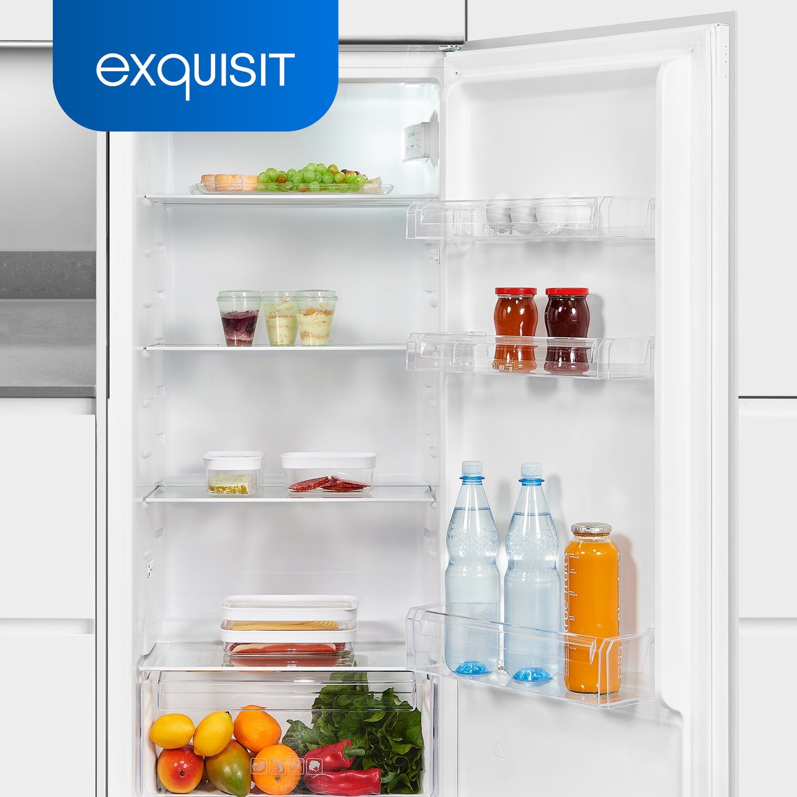 exquisit Einbaukühlschrank EKS201-V-E-040F, 122.7 cm hoch, 54 cm breit, mit elektronischer Steuerung & Super-Kühl-Modus