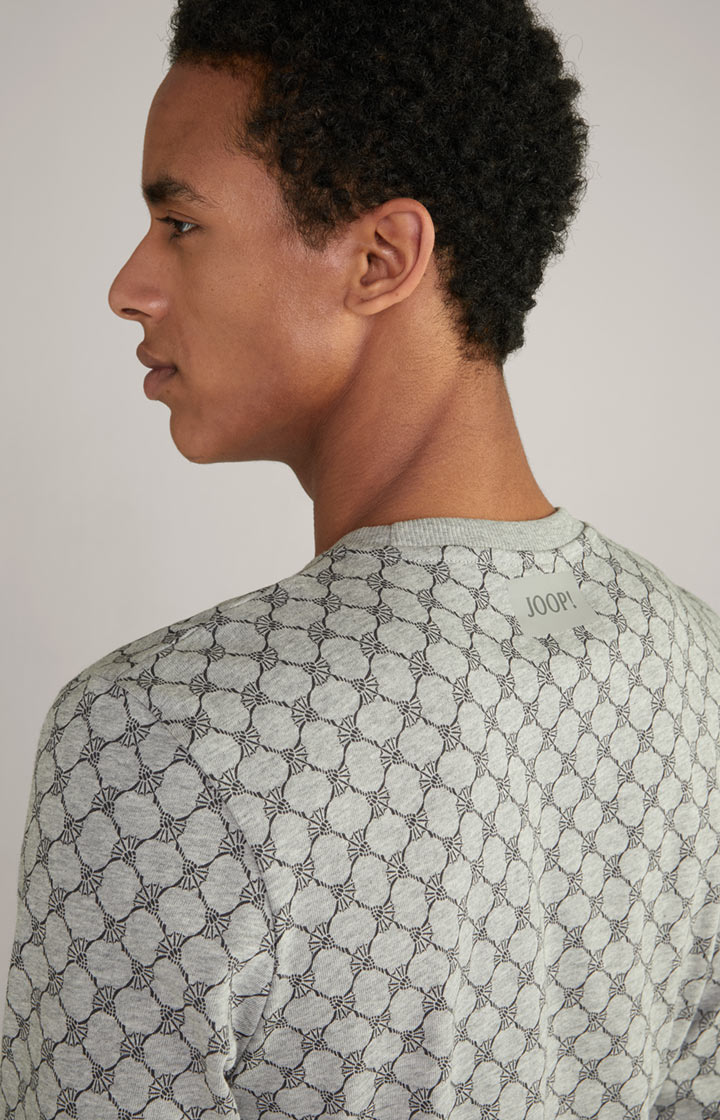 Loungewear Sweatshirt in Hellgrau Melange gemustert