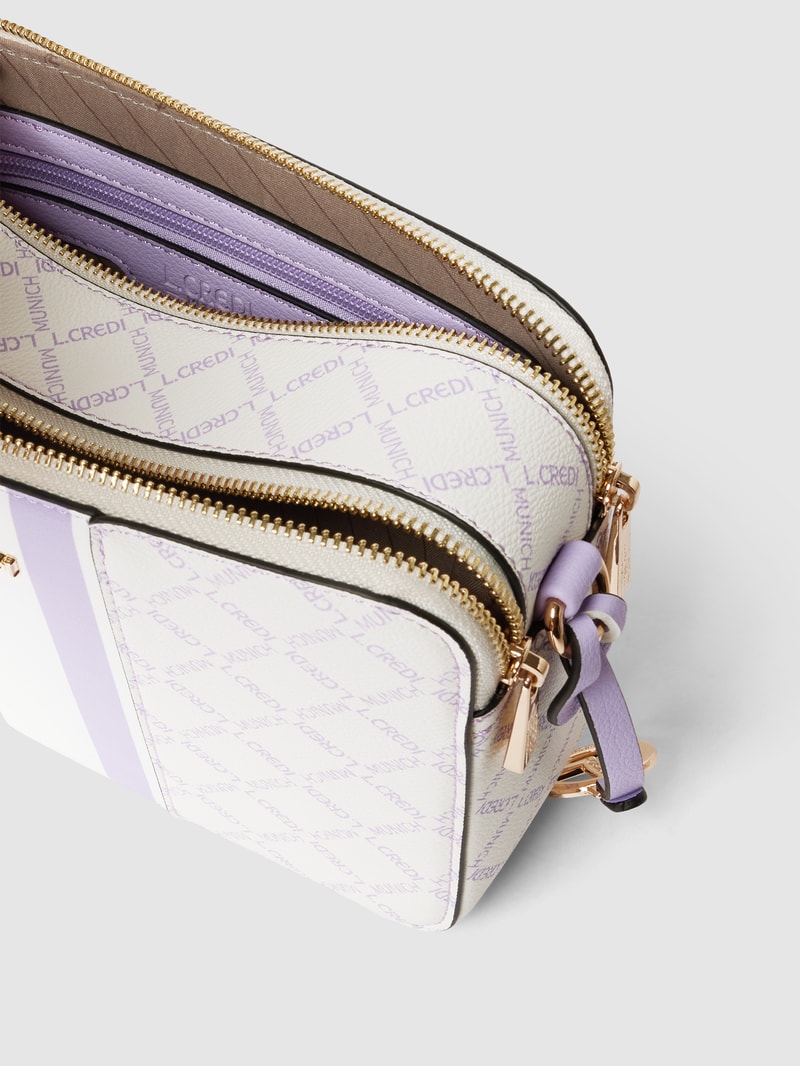 Handtasche mit Label-Print Modell 'Gioia' in ecru