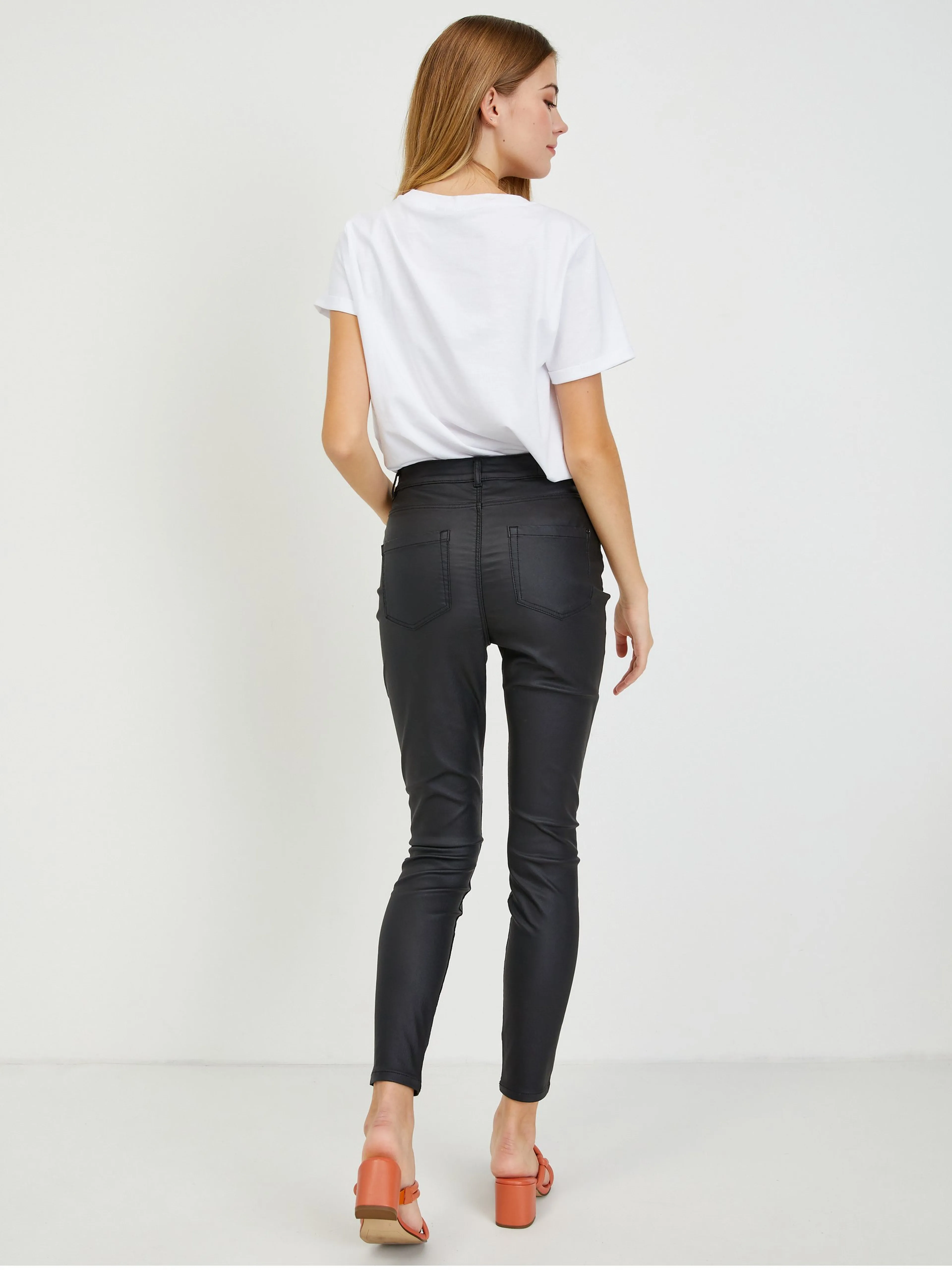 Schwarze Damen Kunstlederhose ORSAY