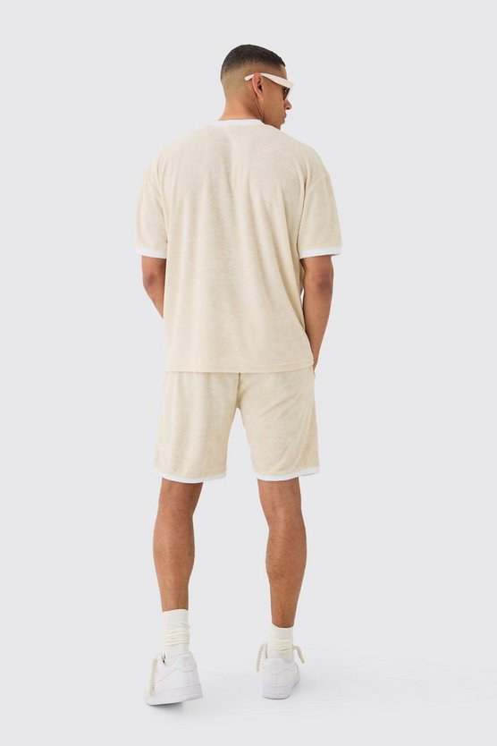 Oversize Kontrast Frottee T-Shirt & Shorts