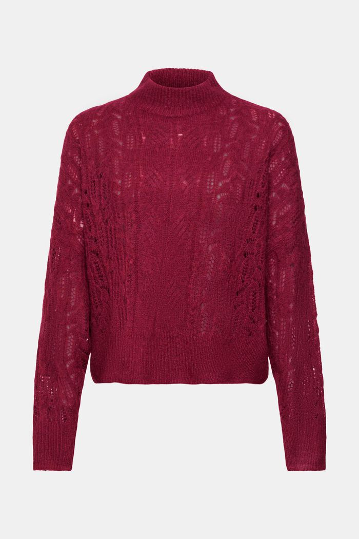 Stehkragen-Zopfstrickpullover mit Alpaka