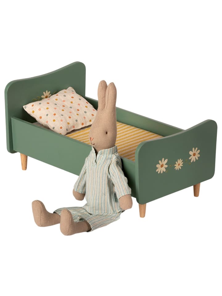 Maileg Bett aus Holz in Grün mit Blumen 26 cm günstig kaufen onesize