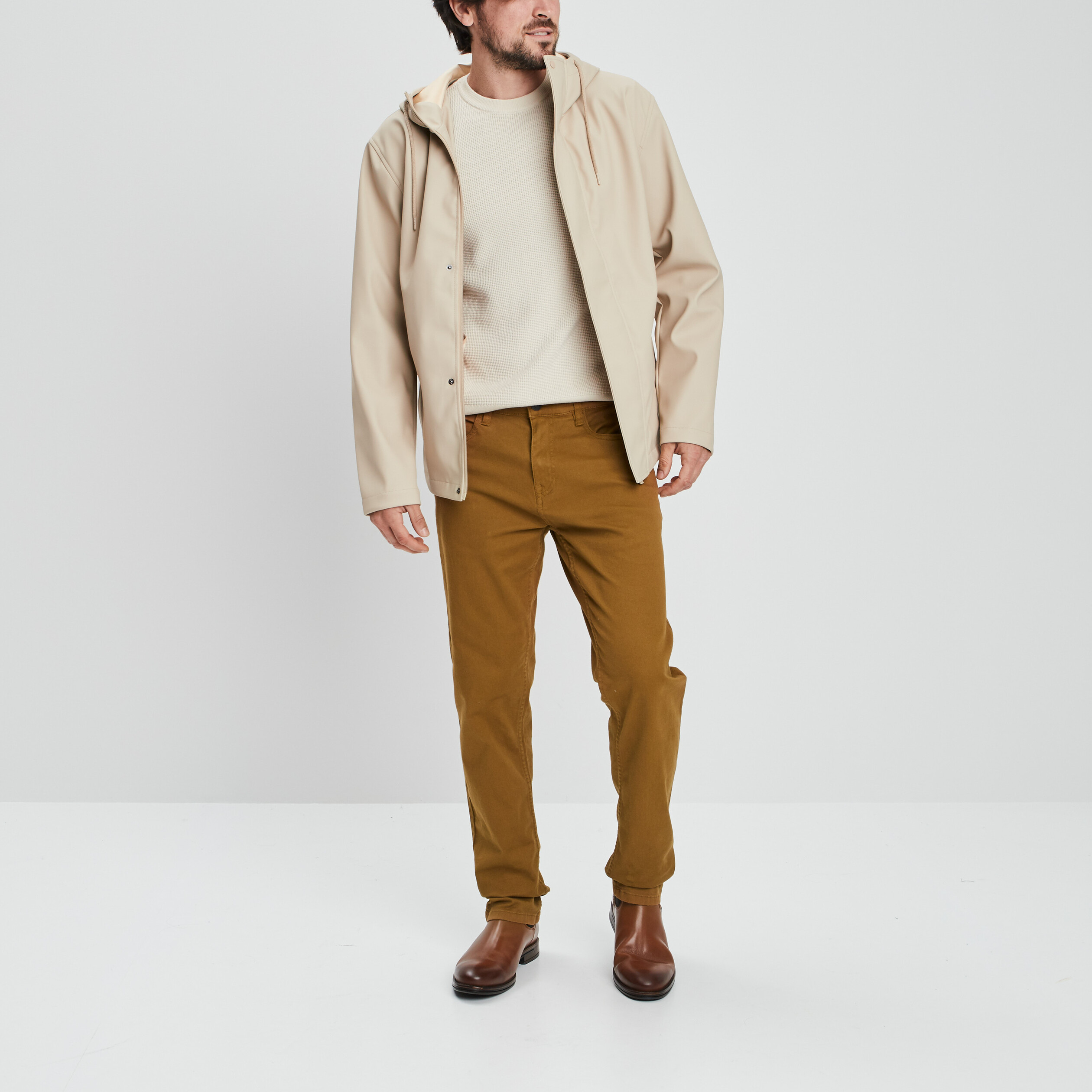 Imperméable court à capuche sable homme | La Halle