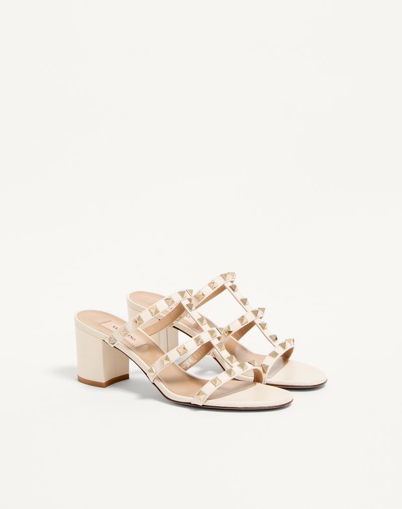 Rockstud Calfskin Slider Sandal 60mm