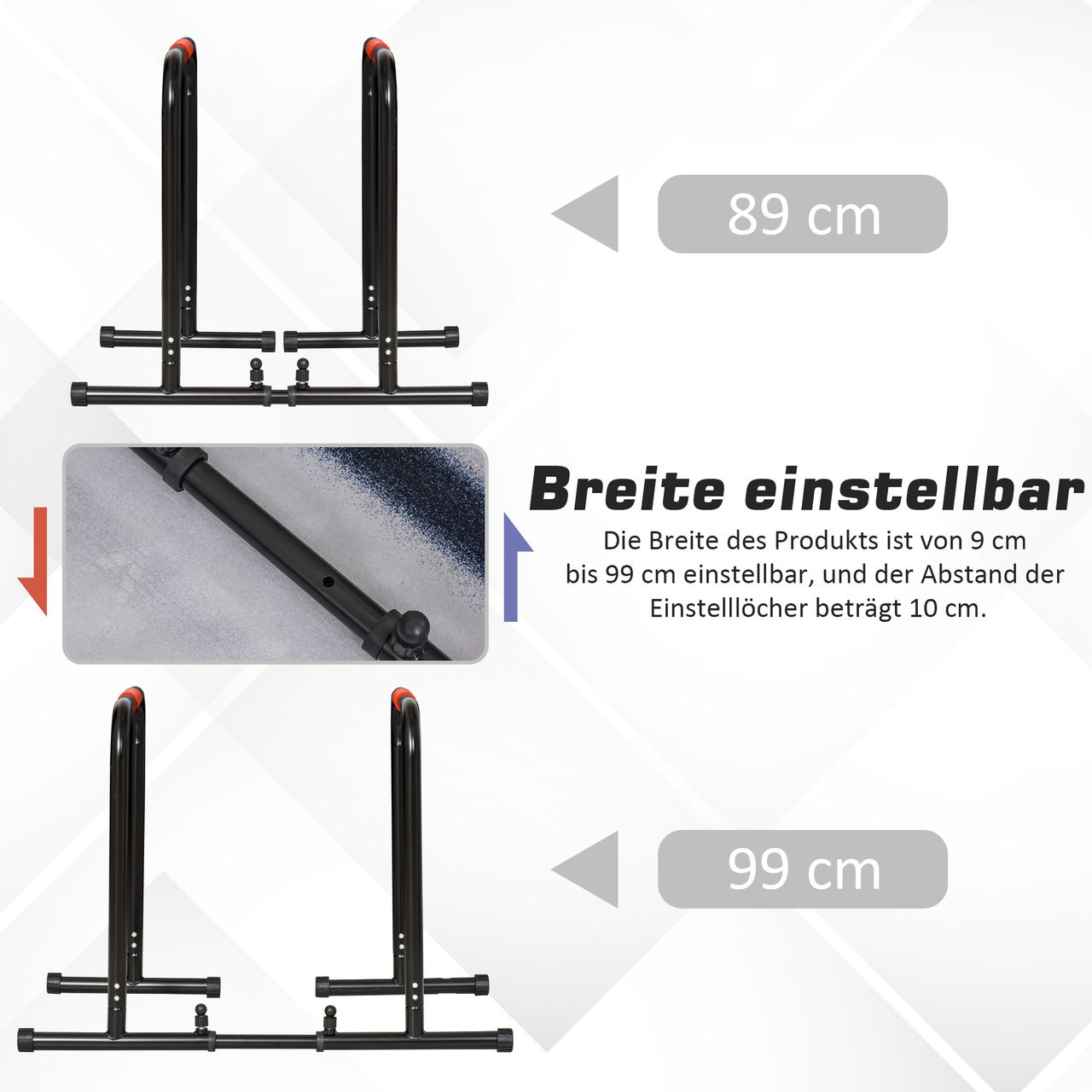 HOMCOM Dip Barren Fitness Parallettes Push Up Dip Station Einstellbar Stahl