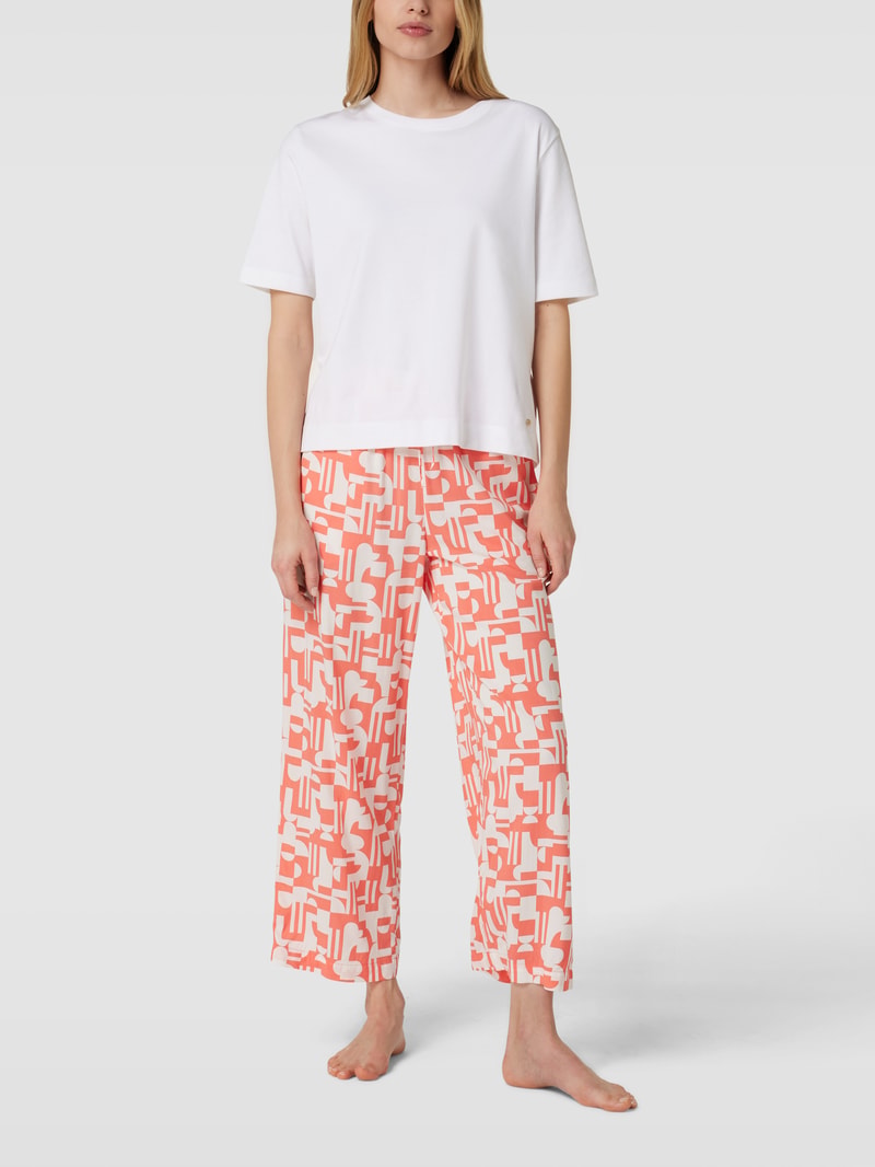 Pyjama-Hose mit Allover-Muster in koralle