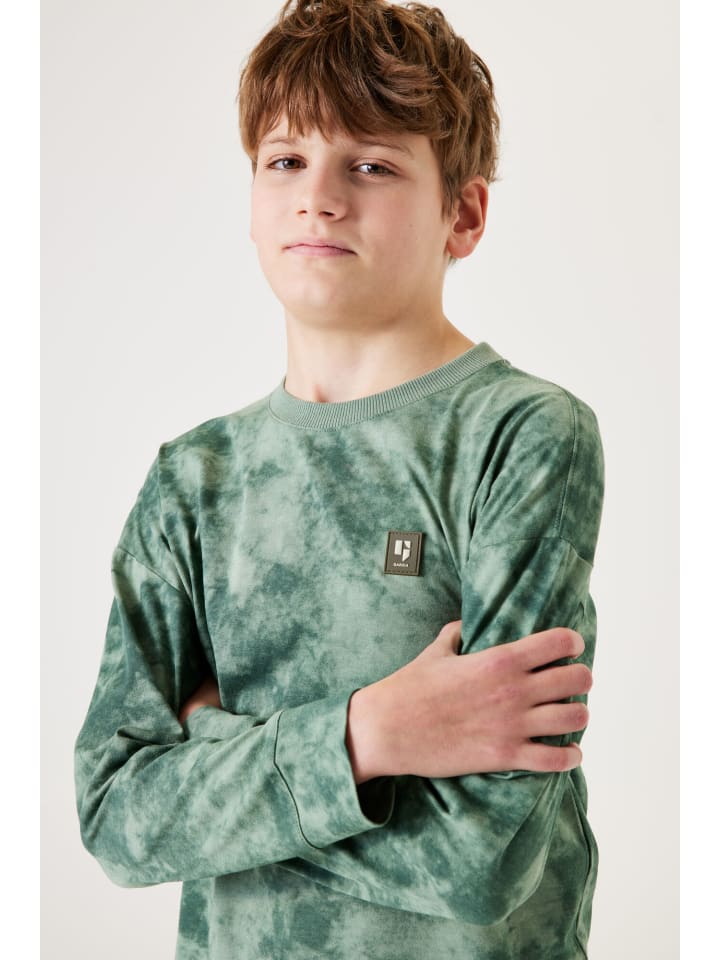 Garcia Langarmshirt mit Batik-Muster in rucola günstig kaufen
