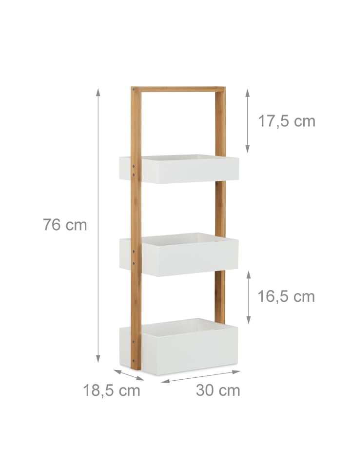 relaxdays Badregal in Weiß/Natur - (B)30 x (H)76 x (T)18,5 cm günstig kaufen onesize