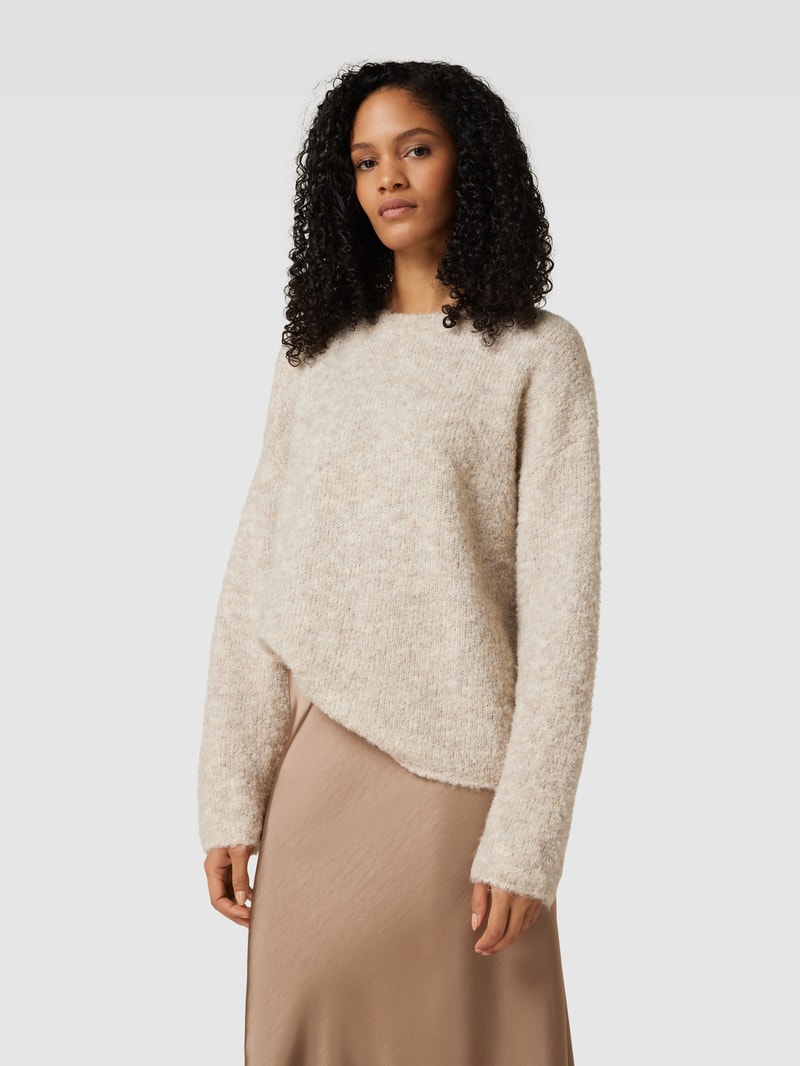Strickpullover mit Rundhalsausschnitt Modell 'Glenda' in sand