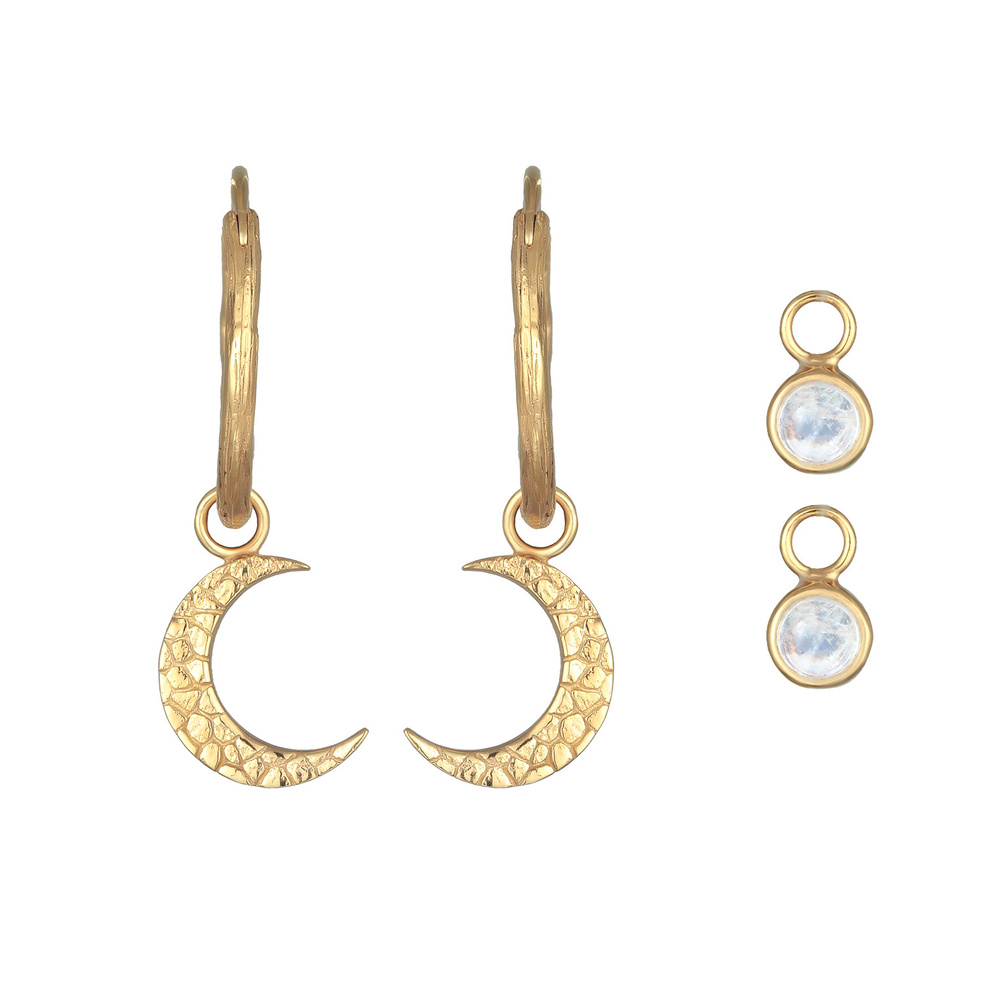 Elli PREMIUM Elli PREMIUM Boucles d'Oreilles Femmes créoles demi-lune set pendentif avec pierr Boucles d'oreilles
