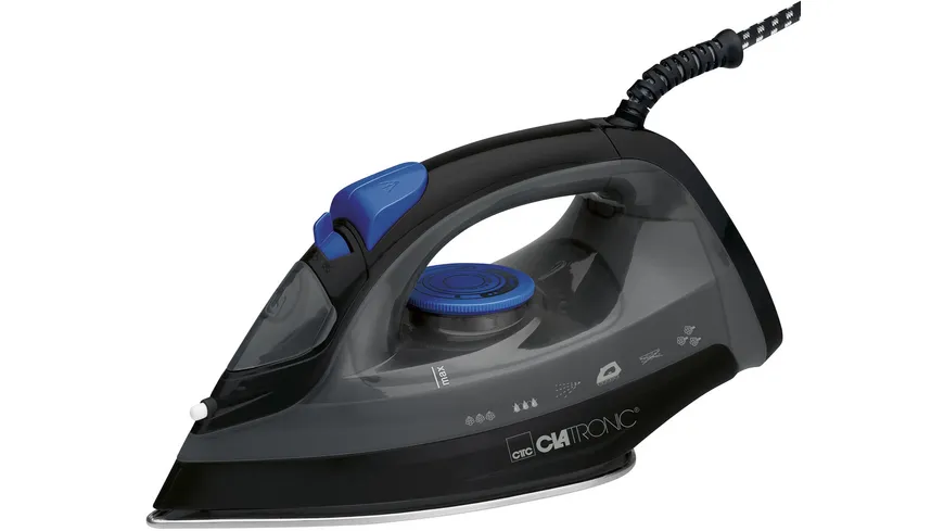 CLATRONIC DB 3703 Dampfbügeleisen Edelstahlsohle 1800W schwarz-blau
