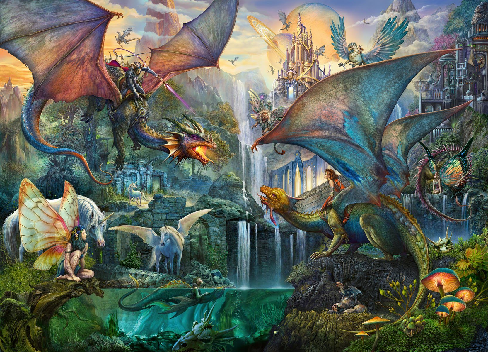 Ravensburger Puzzle Zauberhafter Drachenwald, 9000 Puzzleteile, Made in Germany, FSC® - schützt Wald - weltweit
