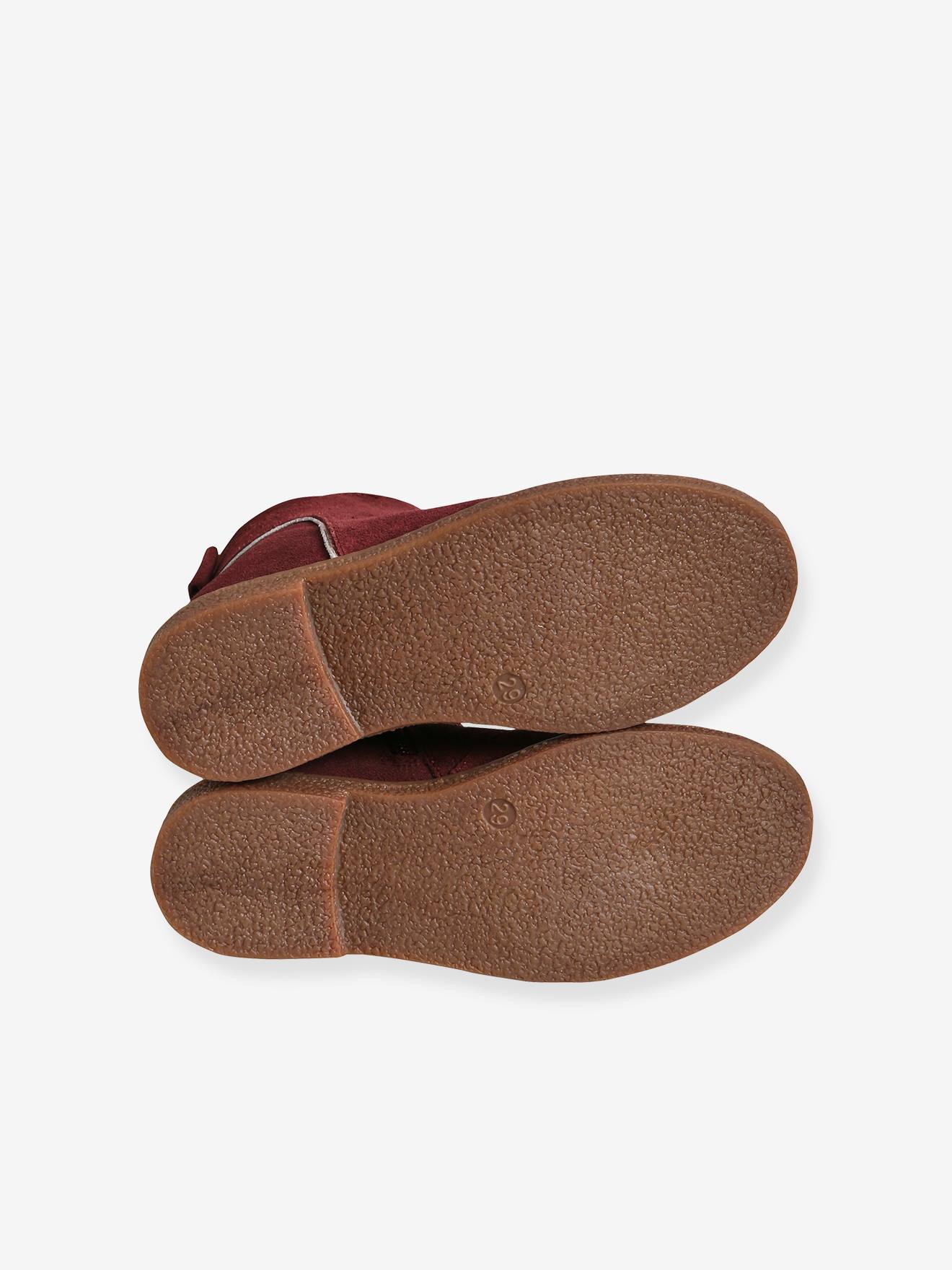 Boots cuir à noeud fille camel