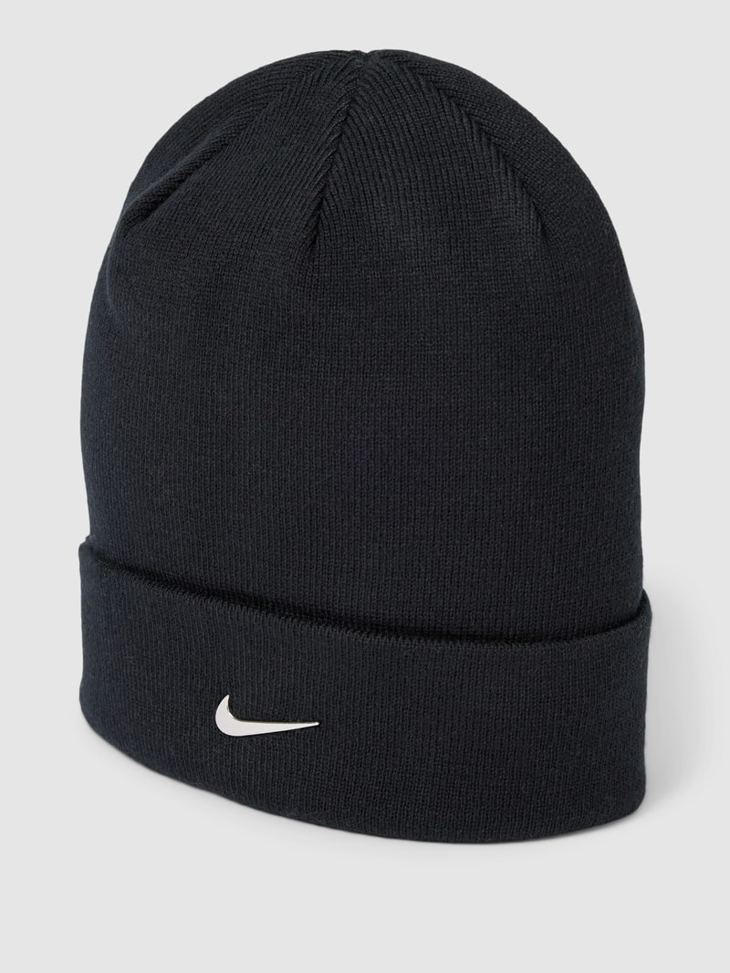 Beanie mit Label-Detail in schwarz