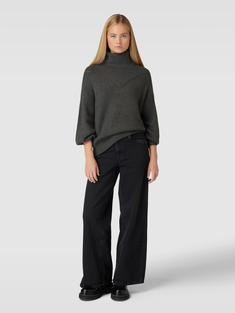 Rollkragenpullover aus Viskose-Mix Modell 'Katia' in anthrazit meliert