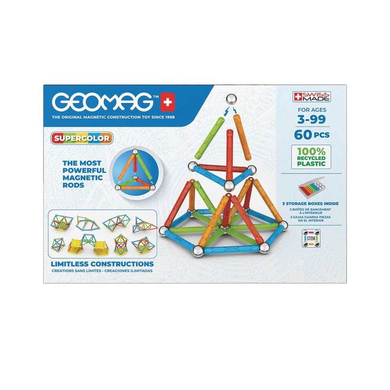 Jeu de construction magnétique 60 pièces Supercolor Geomag