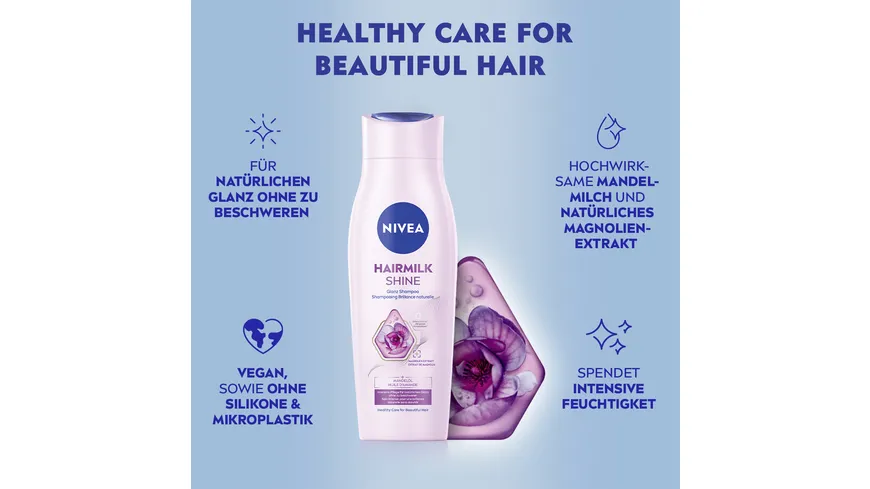 NIVEA Haarmilch Natürlicher Glanz Shampoo mit Mandelmilch 250 ml