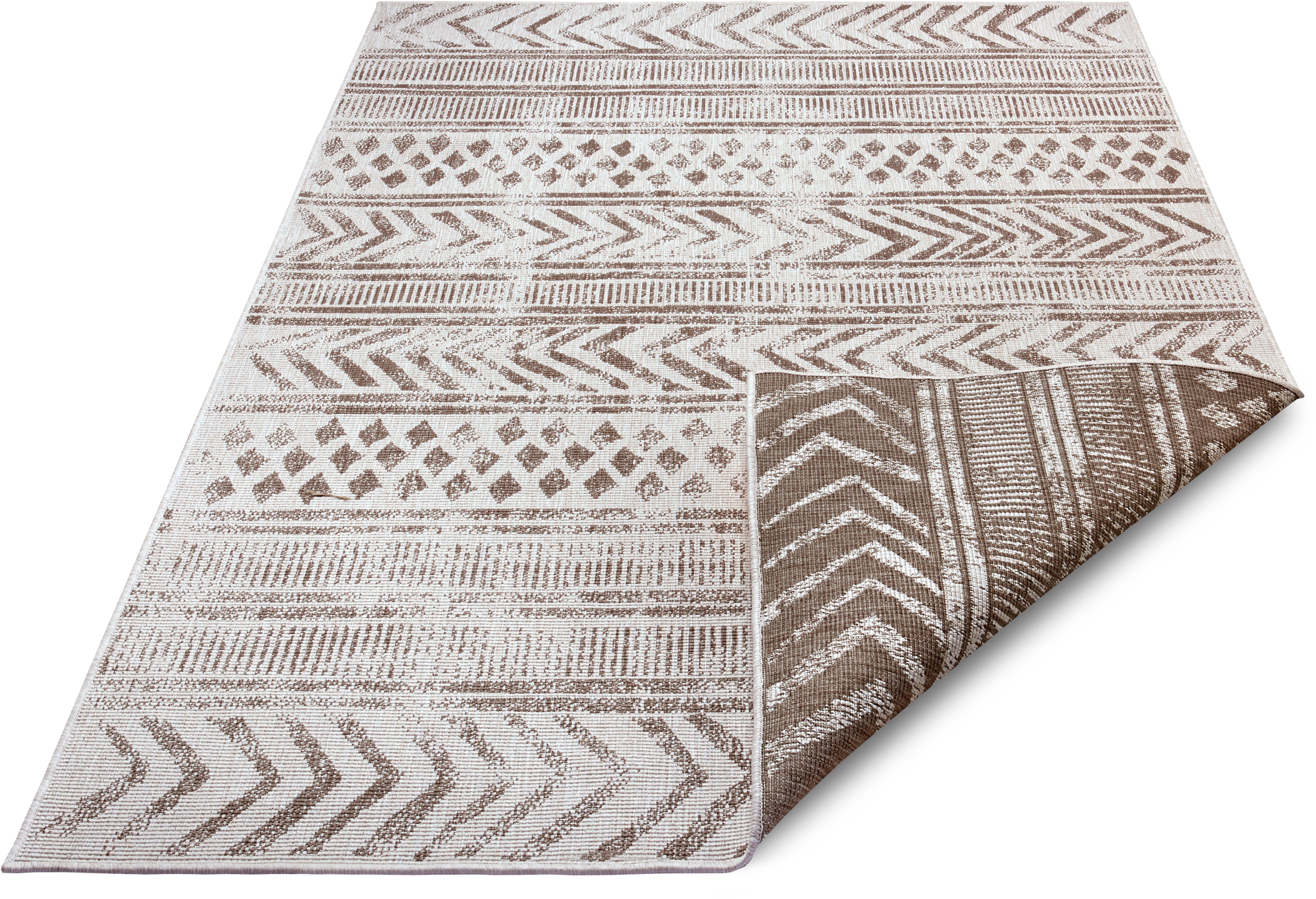 Teppich BIRI Wendeteppich, NORTHRUGS, rechteckig, Höhe: 5 mm, In-& Outdoor, Wetterfest, Balkon, Garten, Wohnzimmer, Wasserfest, Boho