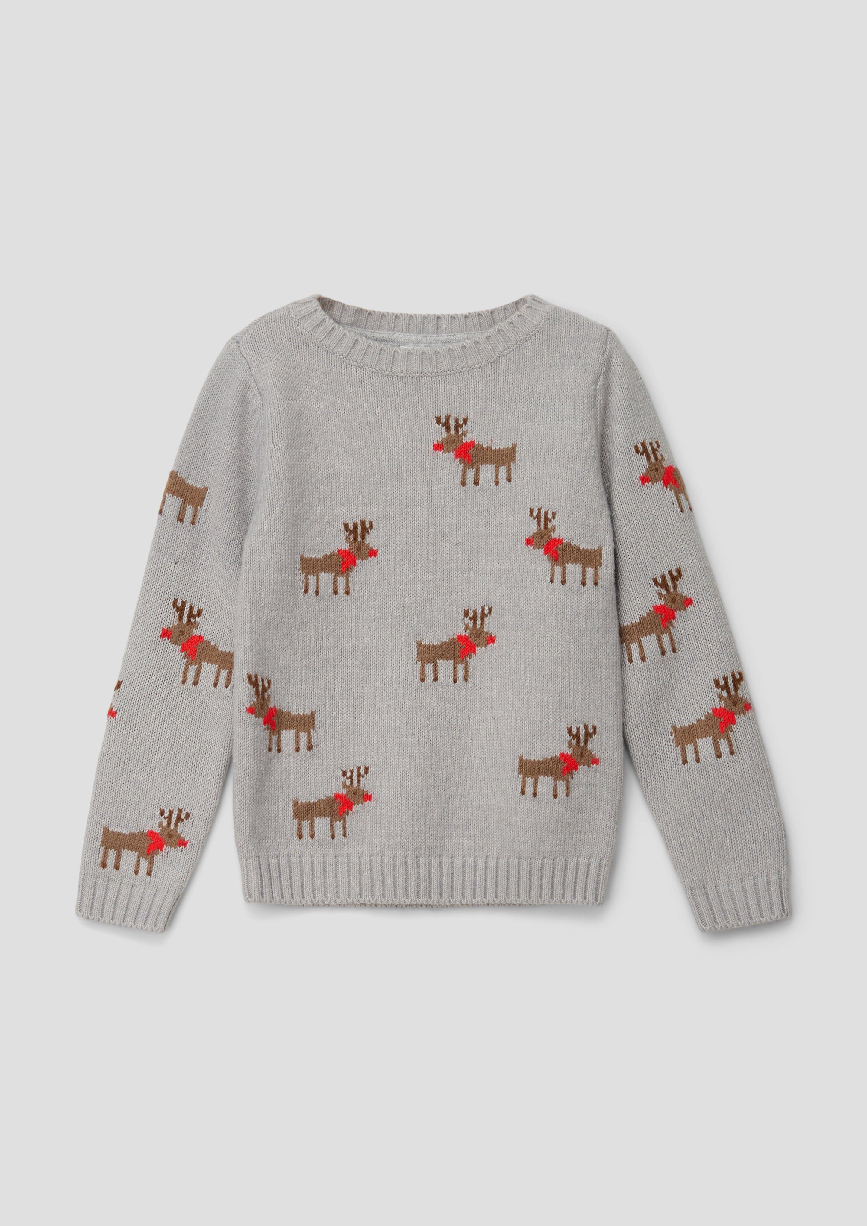 Strickpullover mit Rentier-Intarsien  2139515-94X6