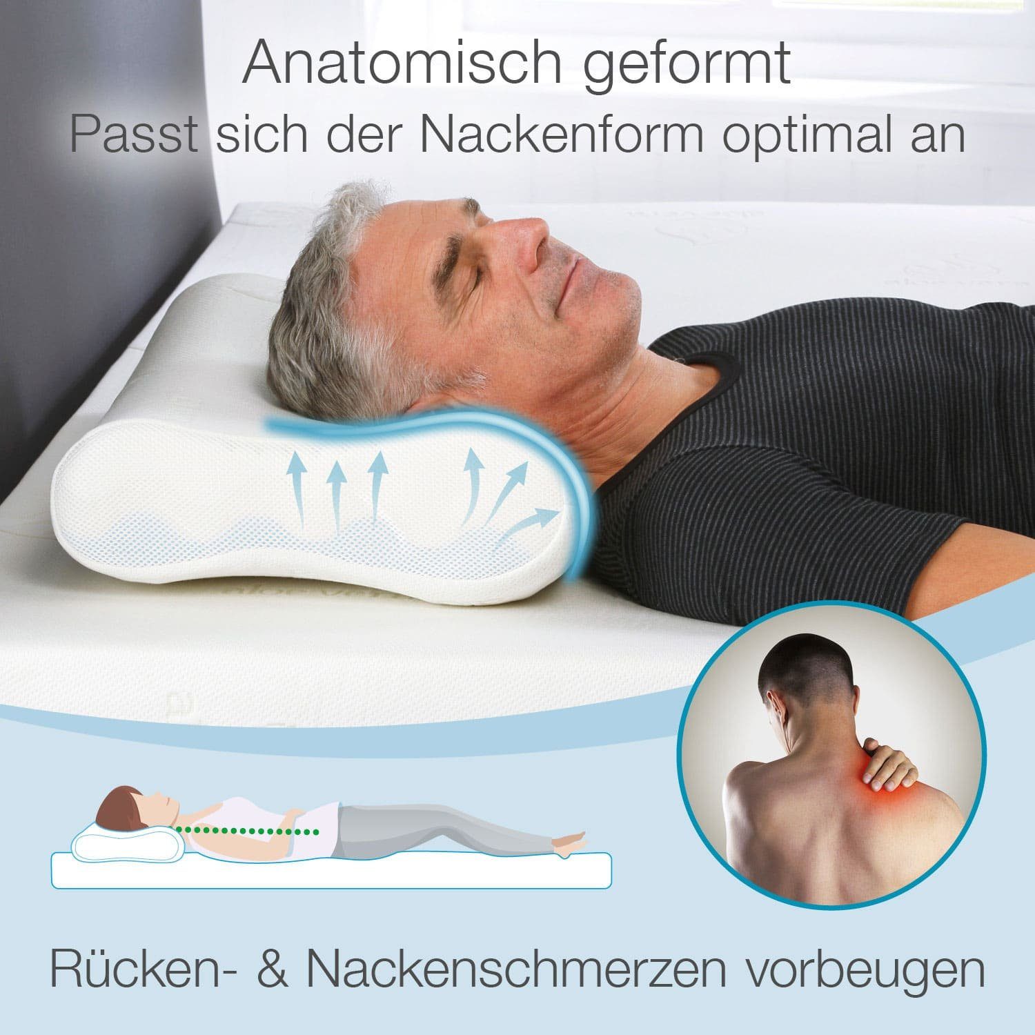 Nackenstützkissen Premium De Luxe, Bestschlaf, Füllung: Visko-Mineralschaum, Rückenschläfer, Seitenschläfer, Bauchschläfer