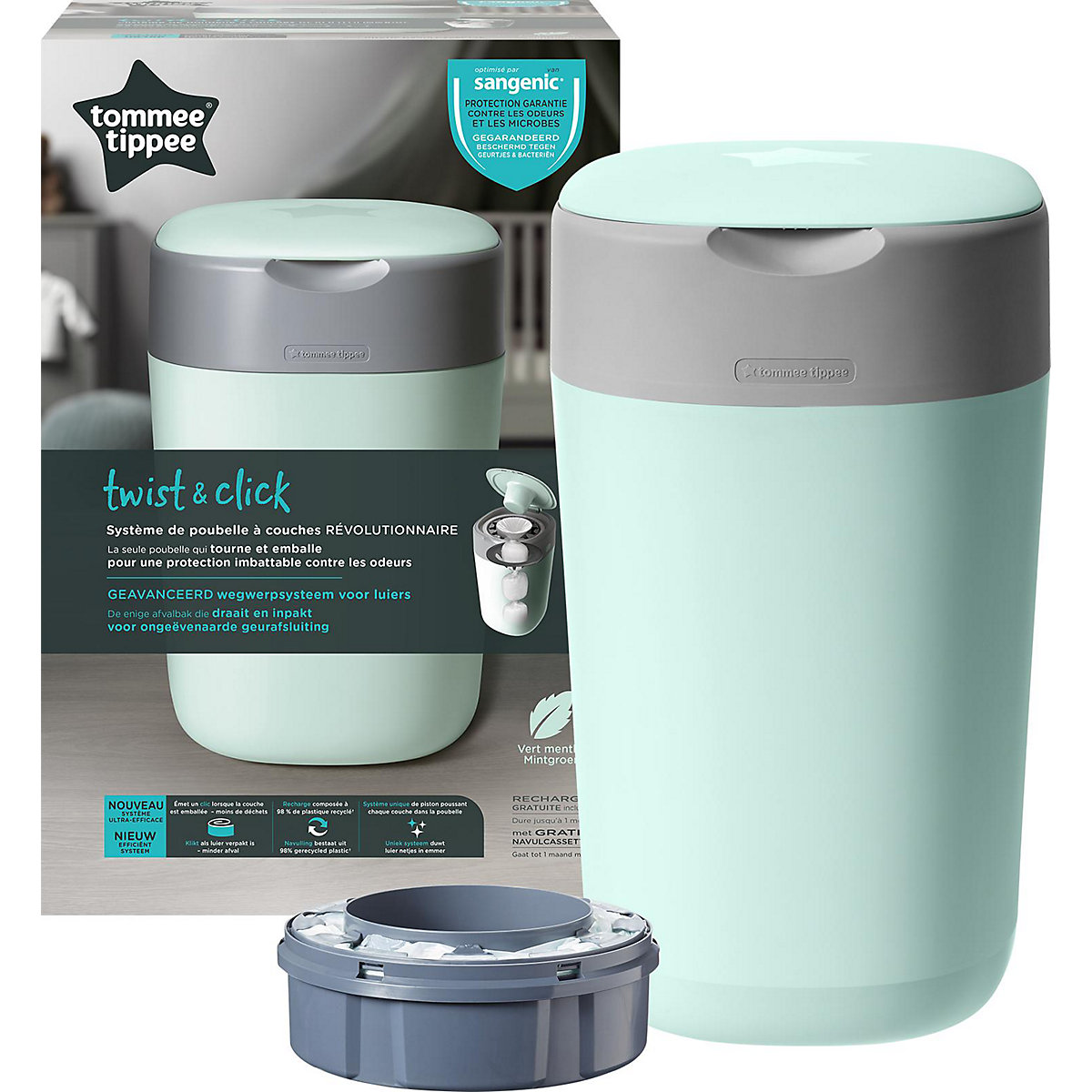 Tommee Tippee Windeleimer Twist & Click Sangenic, grün