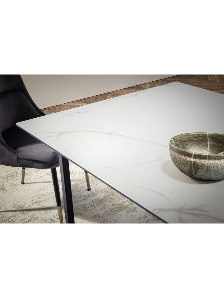 KADIMA DESIGN Esszimmertisch 180x90x76 cm Keramik Glas Esstisch Marmor-Optik, in Weiß günstig kaufen onesize