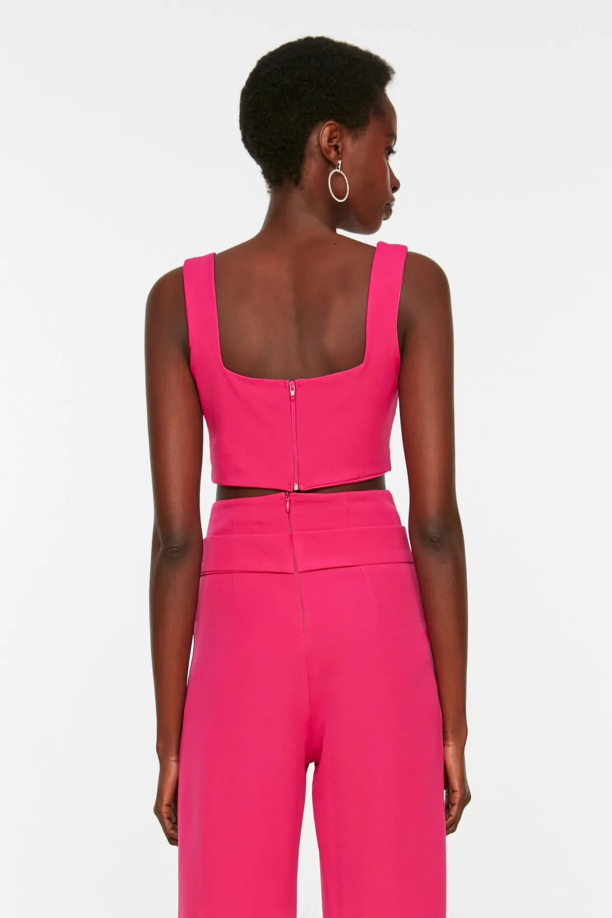 Trendyol Collection  Fuchsiafarbene Bluse mit Kragen TPRSS22BZ0444