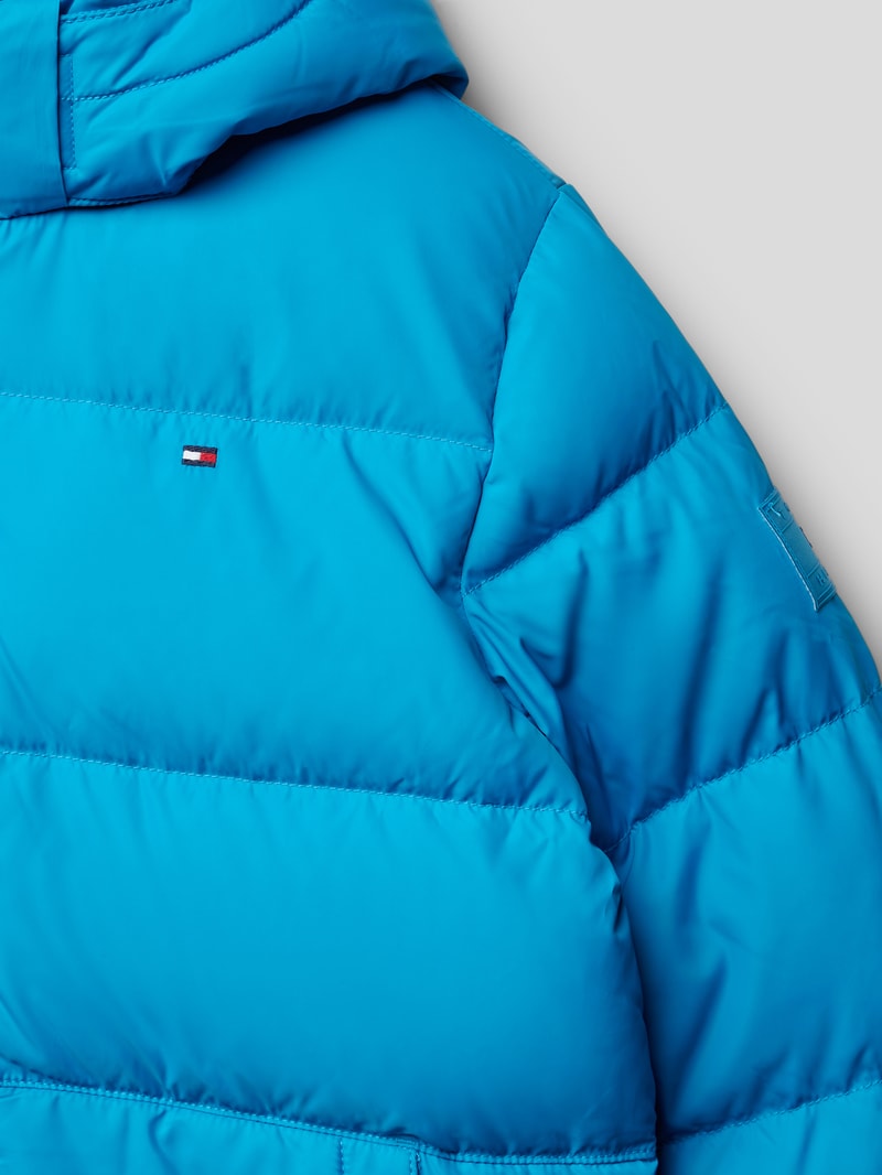 Steppjacke mit Label-Stitching Modell 'ESSENTIAL' in aqua blau