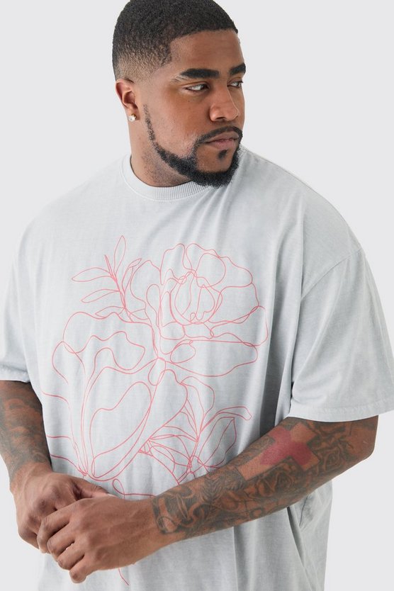 Plus Oversize T-Shirt mit floralem Print