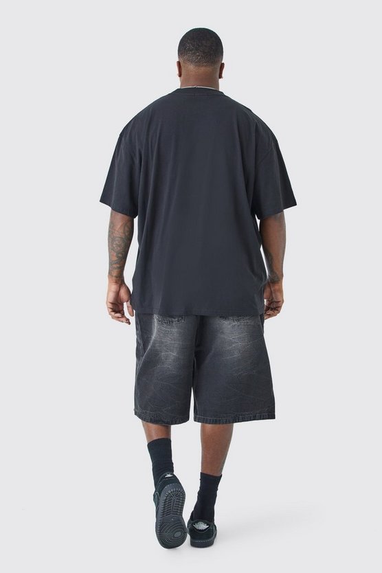 Plus Denim Jorts in Schwarz