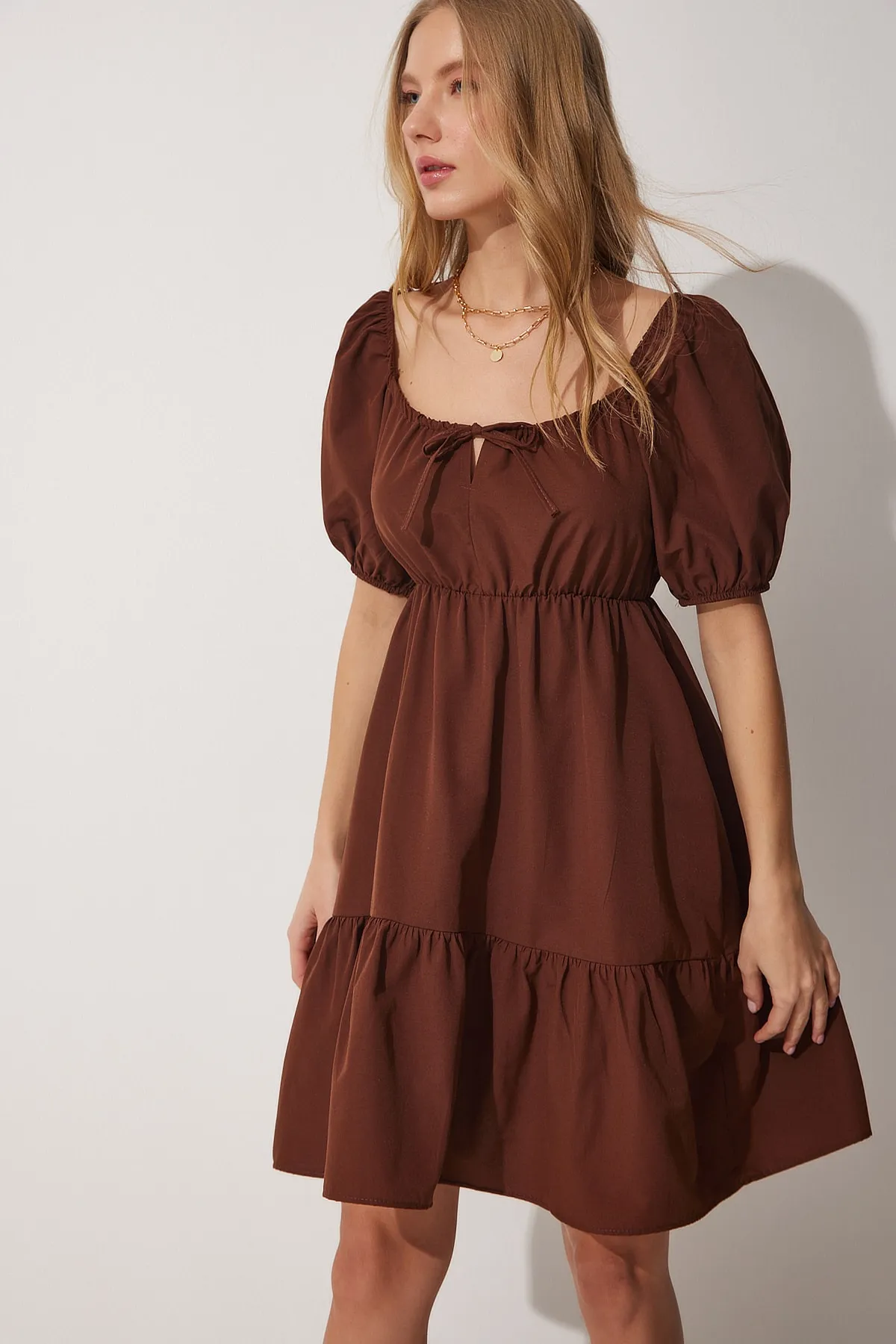 Happiness İstanbul  Ausgestelltes Popelinekleid mit gerafftem Kragen