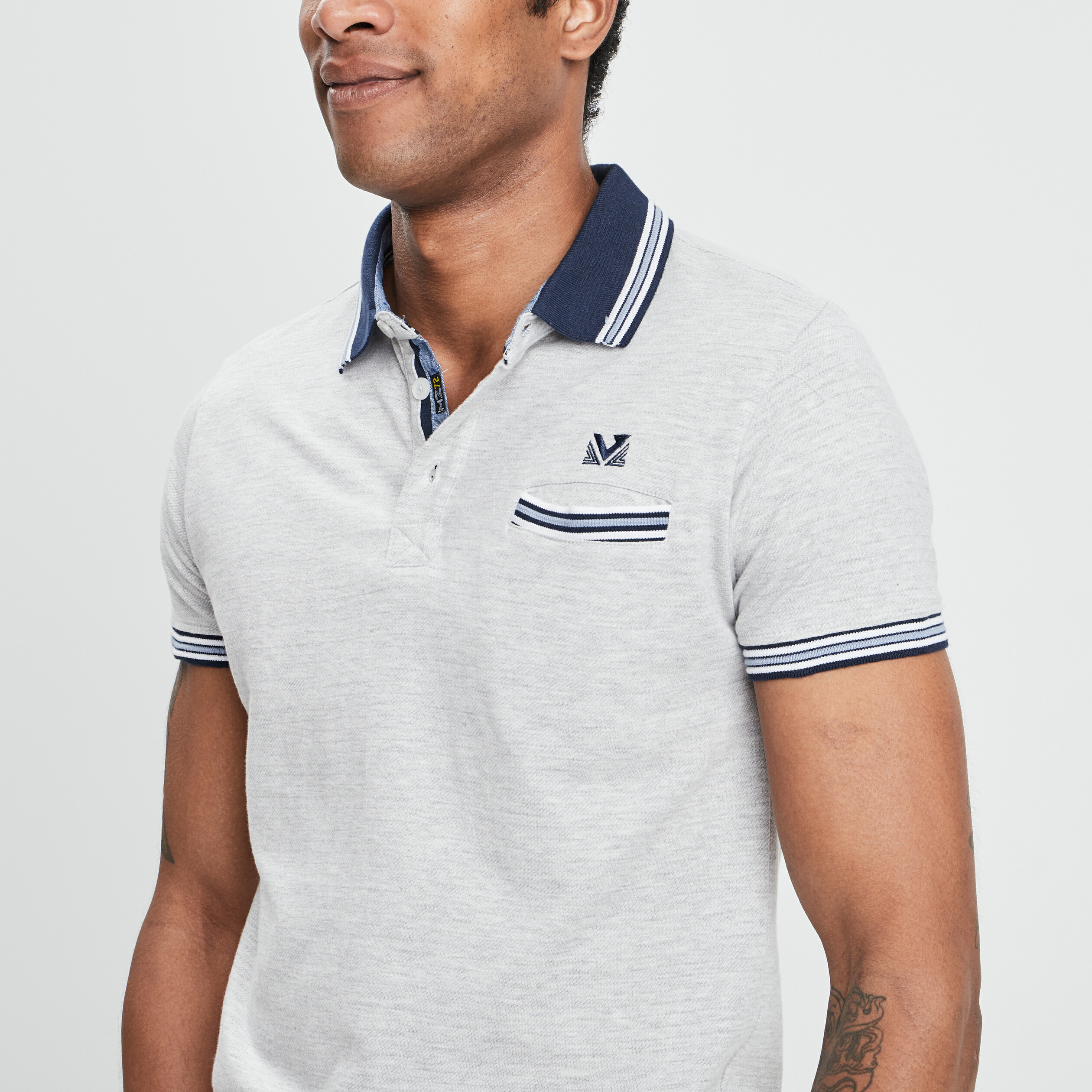 Polo manches courtes gris clair homme | La Halle