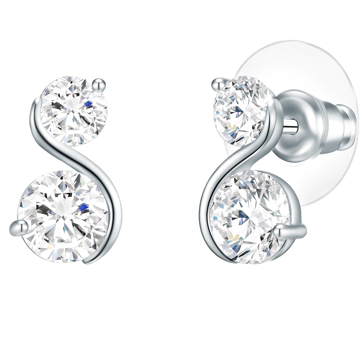 Ohrstecker Metall-Legierung Zirkonia in Silber