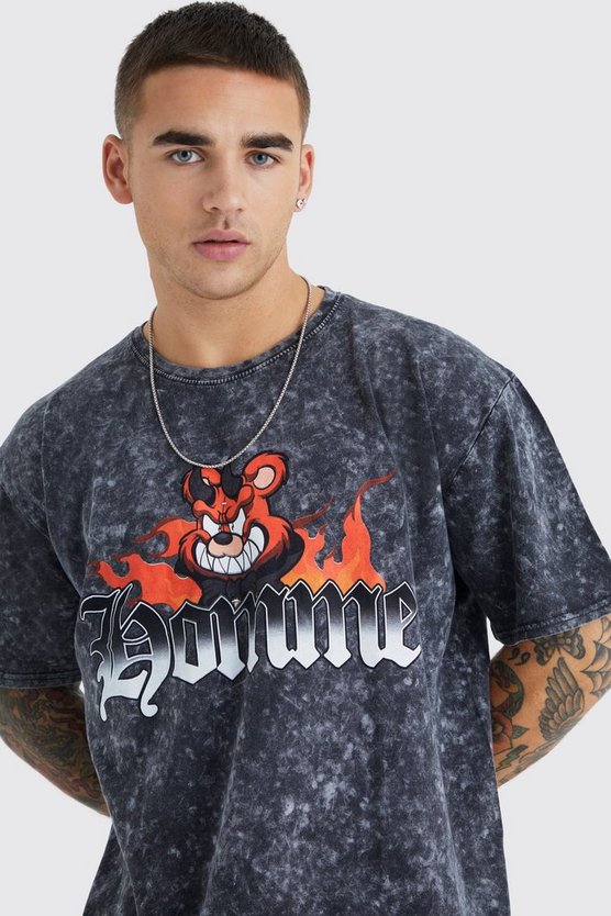 Oversize T-Shirt mit Homme Bear Print