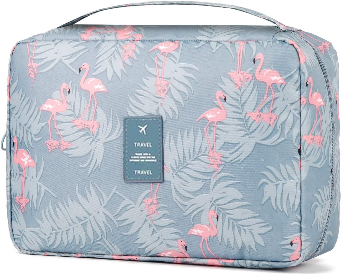 Alster Herz Kulturbeutel Reise Kulturtasche Zum Aufhängen, Flamingo A0157 (1-tlg), Großes Fach mit Trennwand